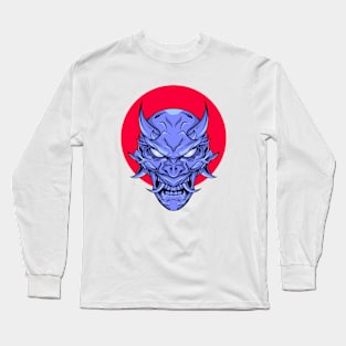 Blue Demonic Mask Long Sleeve T-Shirt